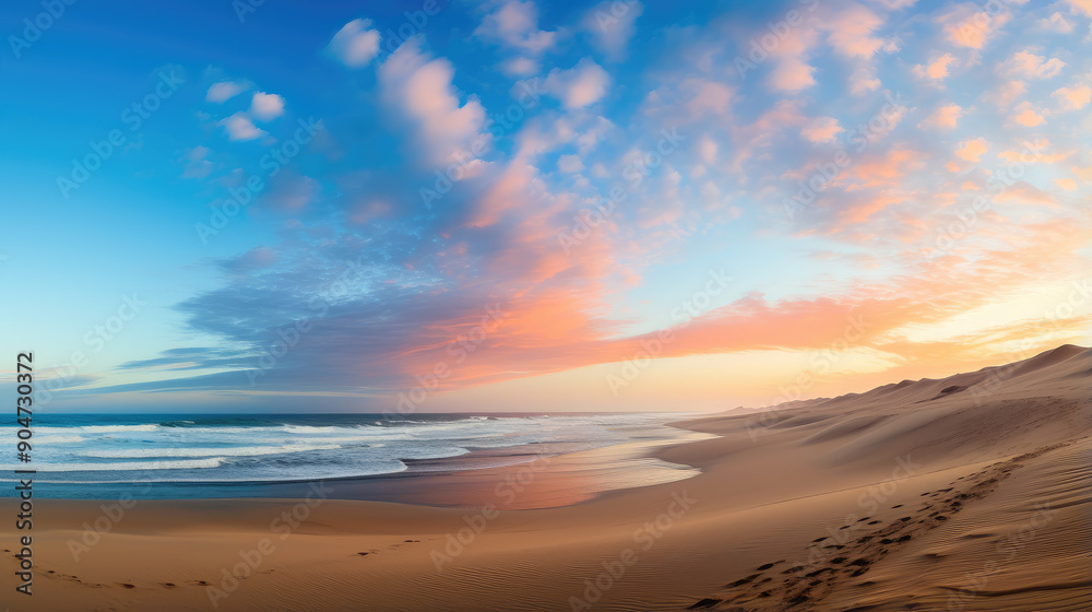 Fototapeta premium Serene Sunset on a Deserted Sandy Beach