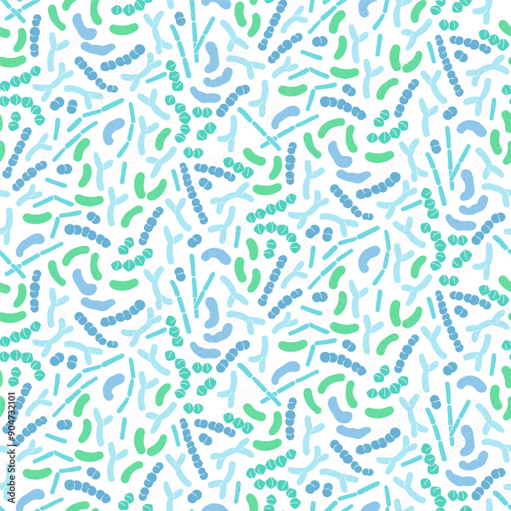 Vector illustration of the human microbiome, probiotic beneficial bacteria.