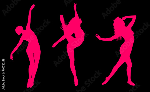 baile, danza, silueta, bailarina, danza ritmica, silueta, deporte, ballet, vector, ballet, movimiento
