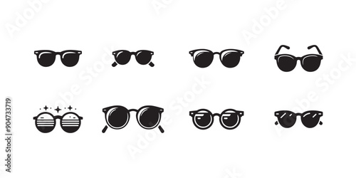 black sunglass icon set, sunglass vector collection, sunglass silhouette design collection, eyeglass vector icon