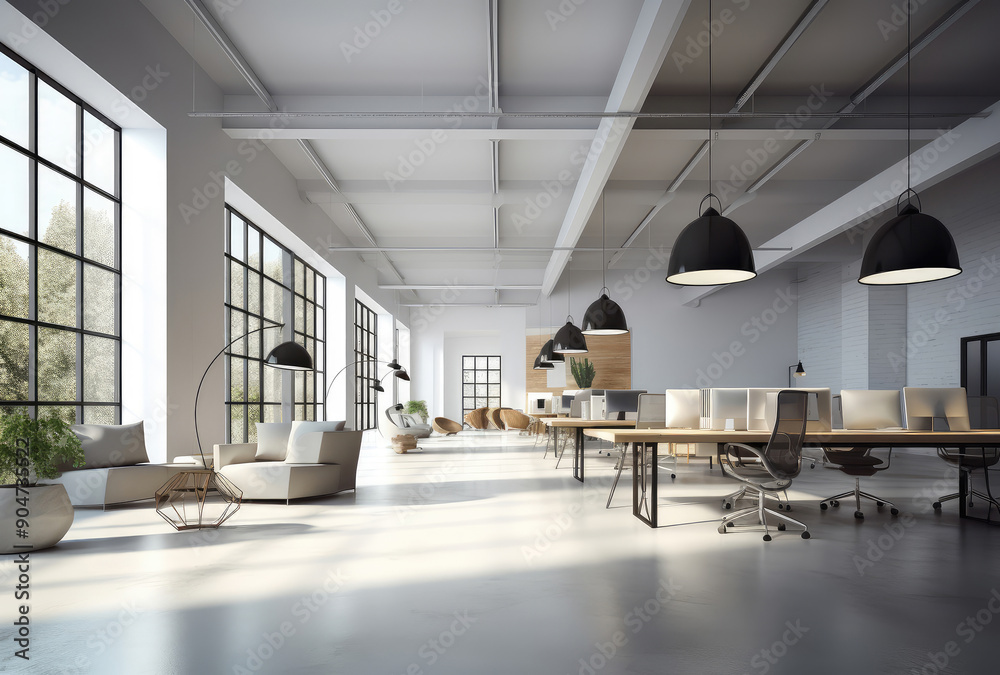 Modern Office Interior with Spacious Work Environment Modern Office Interior with Spacious Work Environment