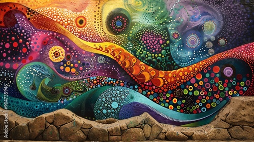 Vibrant community mural painting, collaborative art,