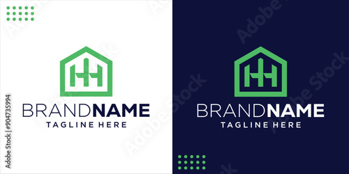 Creative HH Logo House Shape, Design Inspiration, Illustration, Vector