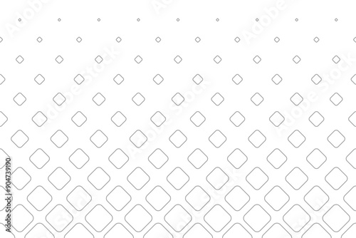 Vertical halftone with grey outline rounded rhombus pattern. Vector Background Illustration.