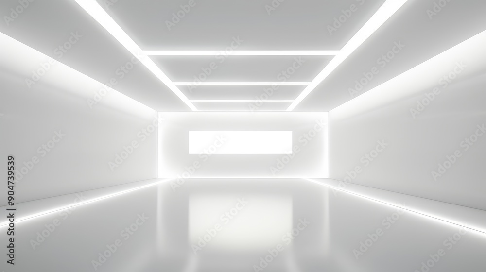 Futuristic White Hallway with Bright LED Lights Futuristic White Hallway with Bright LED Lights