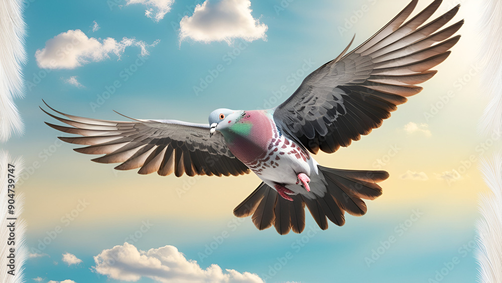 Fototapeta premium A pigeon in a sky. generated ai