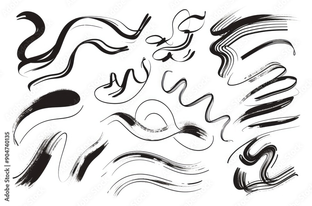 Abstract Black Ink Brush Strokes Collection Abstract Black Ink Brush Strokes Collection