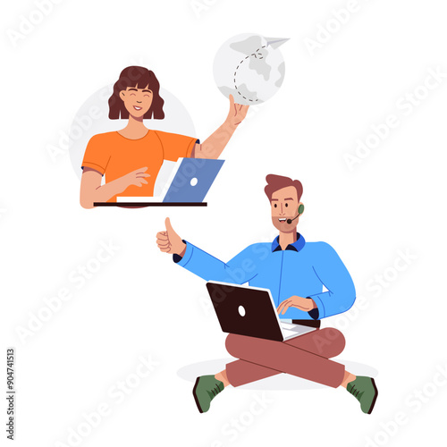 A flat style illustration of online dealing 

