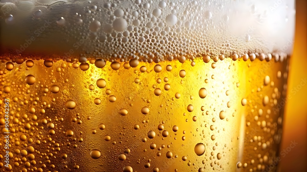 Golden Beer with Foam and Bubbles. Golden Beer with Foam and Bubbles.