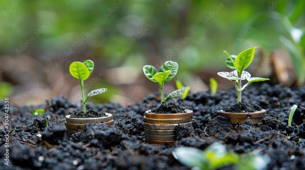 Planting from coins Business growth concepts