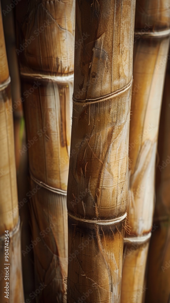 A close-up view of textured bamboo stalks showcasing natural patterns and earthy colors for organic aesthetic. A close-up view of textured bamboo stalks showcasing natural patterns and earthy colors for organic aesthetic.