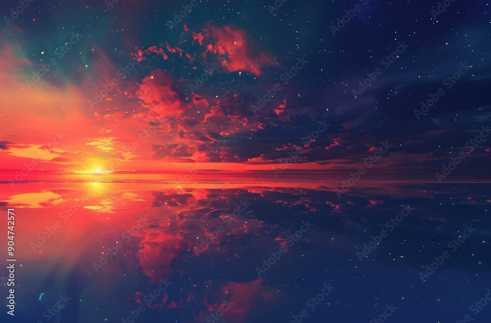 Tranquil Sunset Glow Over Serene Ocean Tranquil Sunset Glow Over Serene Ocean