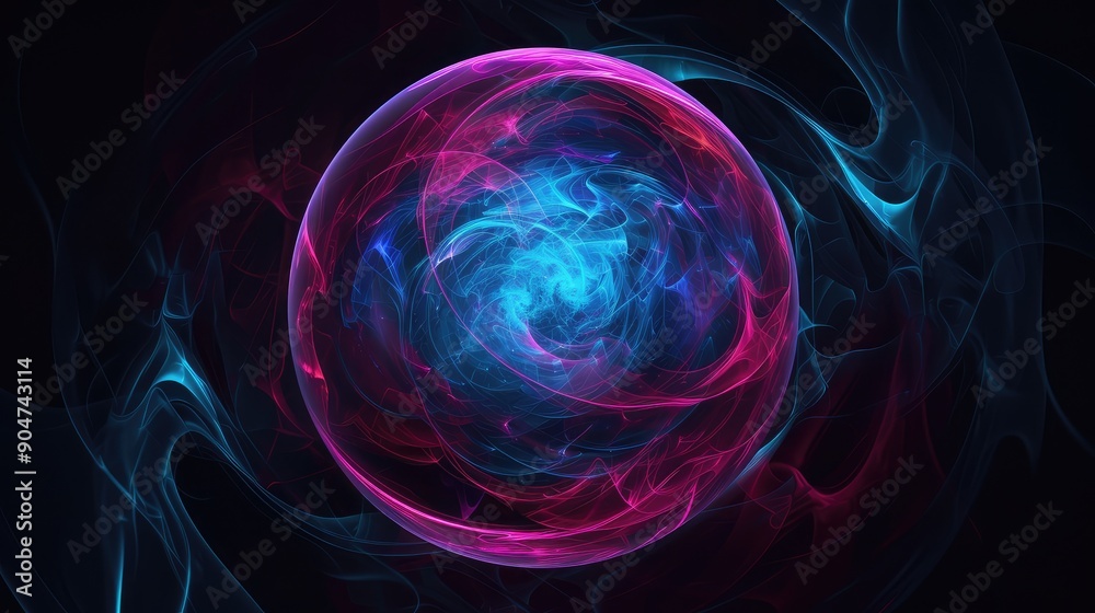 Abstract Energy Orb with Fractal Smoke Effect Abstract Energy Orb with Fractal Smoke Effect