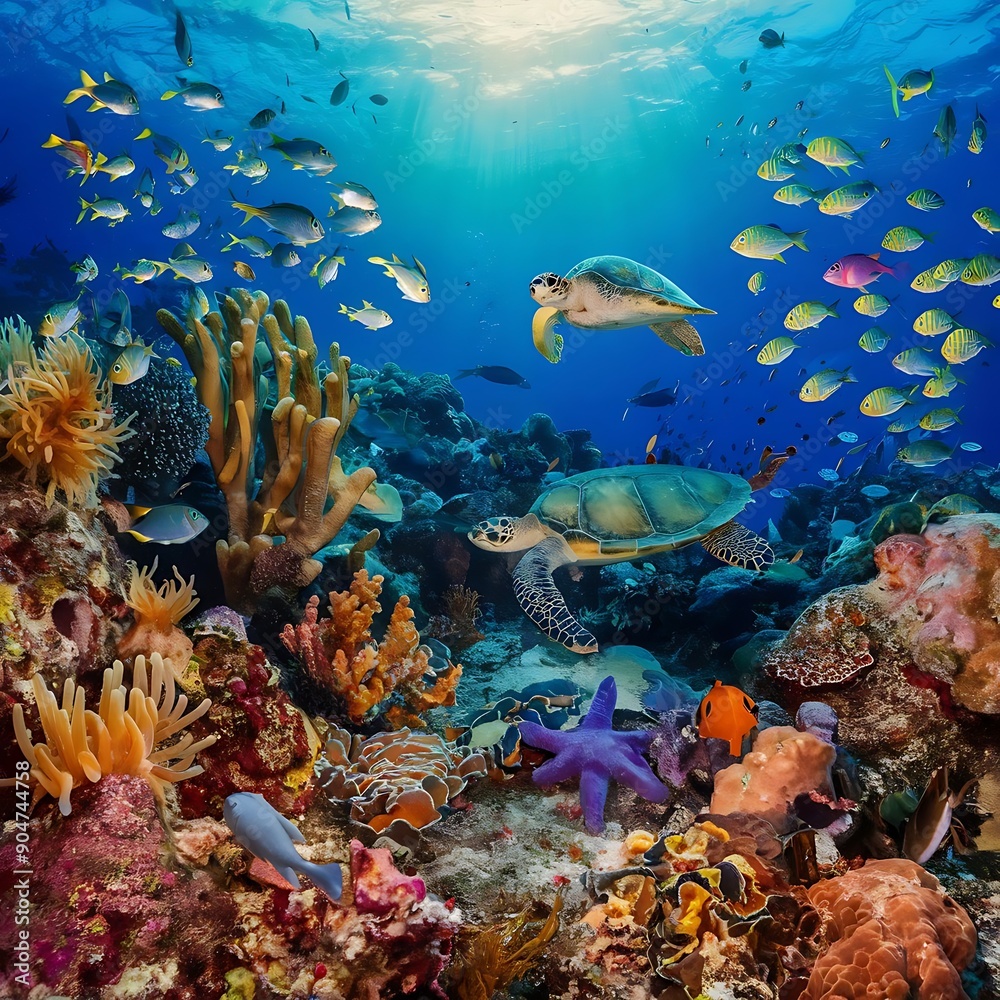 Fototapeta premium coral reef with fish