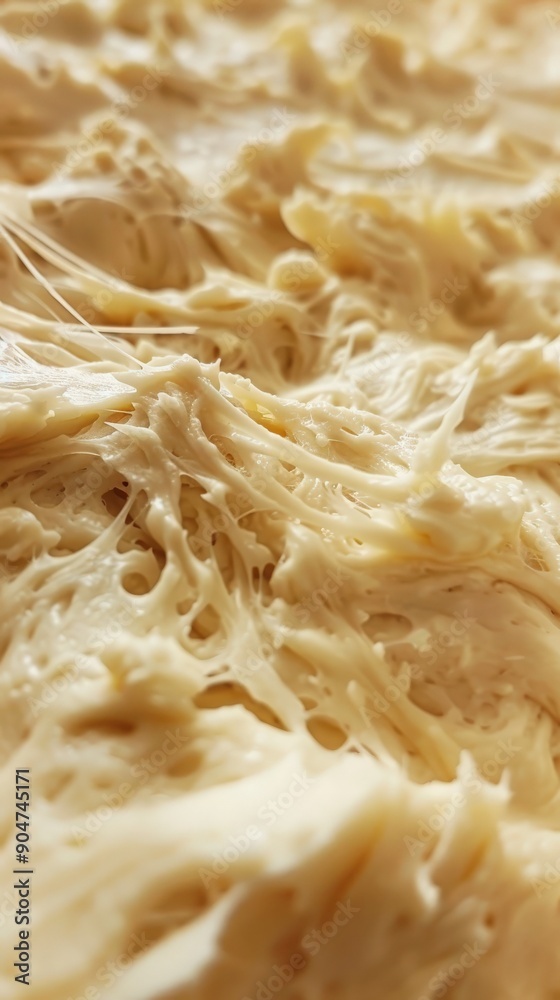 Close-up of dough texture showcasing its elastic and airy nature, perfect for baking enthusiasts and culinary projects. Close-up of dough texture showcasing its elastic and airy nature, perfect for baking enthusiasts and culinary projects.
