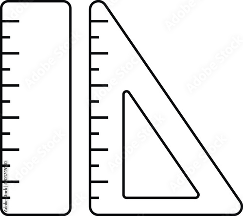 simple ruler black and white outline icon design