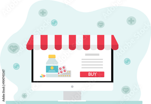 Online shopping concept pills