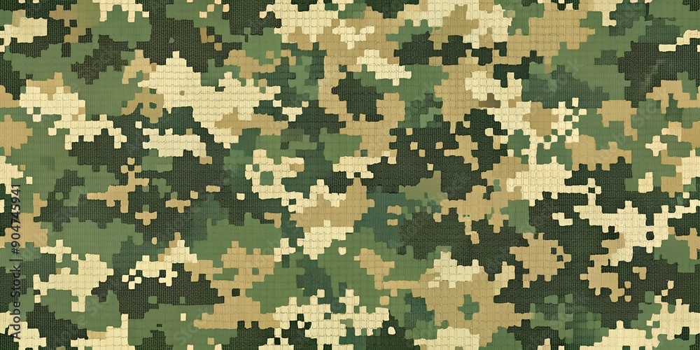 Seamless Green and Beige Digital Camouflage Pattern Background Seamless Green and Beige Digital Camouflage Pattern Background