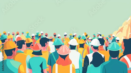 Diverse group of construction workers celebrating success with confetti.