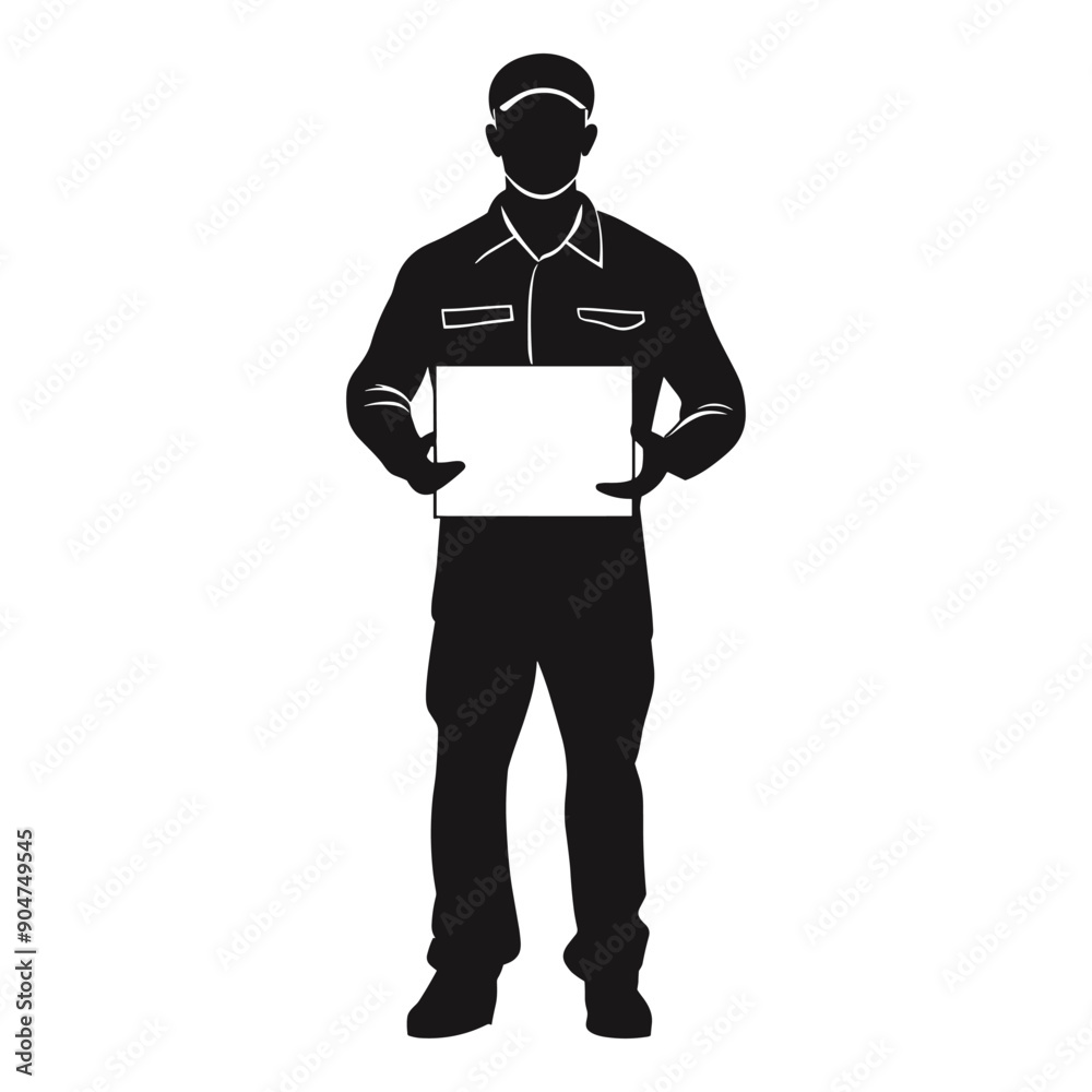 Silhouette of a delivery man holding a package. Silhouette of a delivery man holding a package.