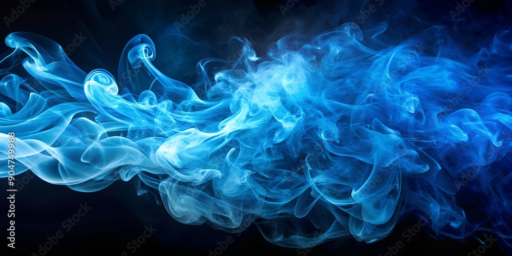 Fototapeta premium Abstract Blue Smoke on Black Background