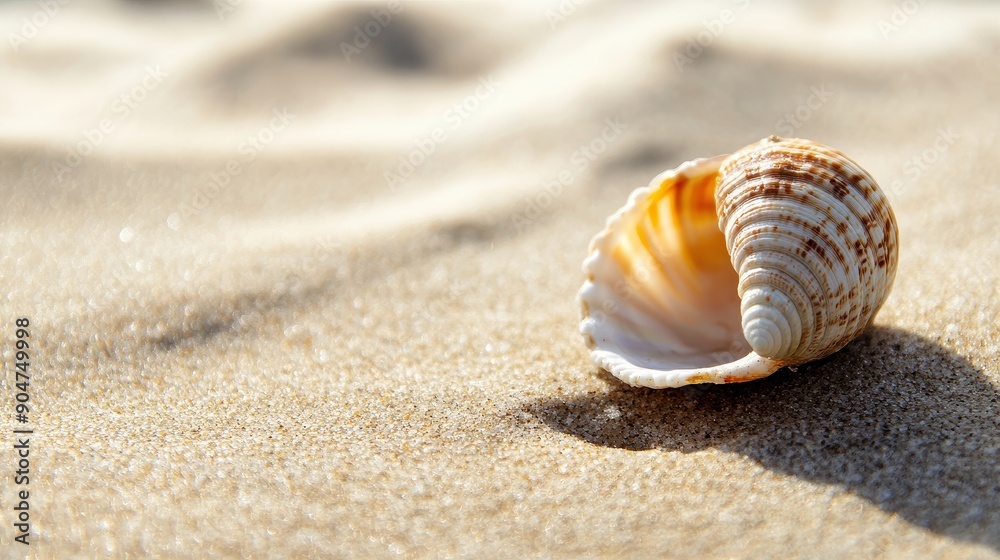 Beautiful Seashell on Sandy Beach with Soft Focus Background on a Sunny Day Beautiful Seashell on Sandy Beach with Soft Focus Background on a Sunny Day