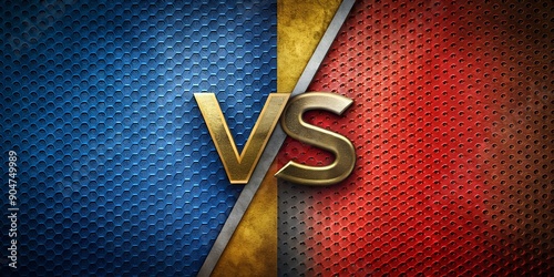 Gold VS Letters on Blue and Red Metallic Backgrounds