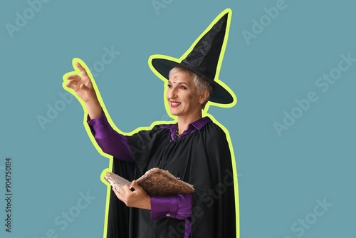 Mature witch with spell boo...