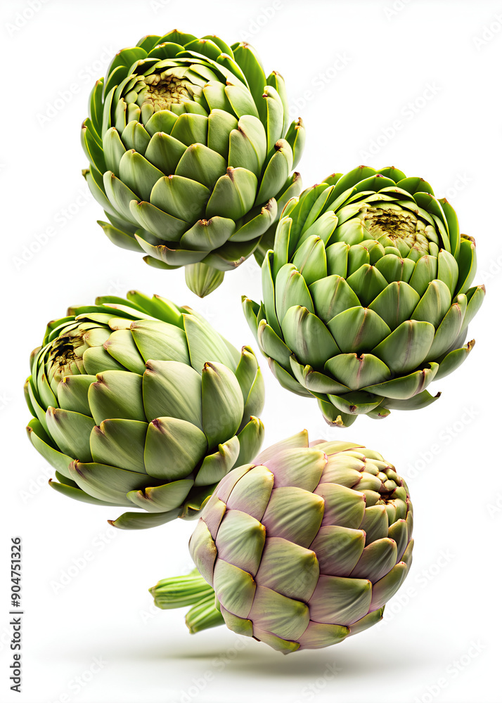 Artichokes flying white background, Clipping path Artichokes flying white background, Clipping path
