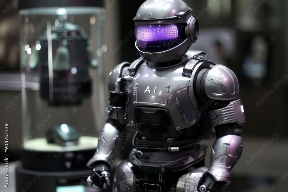 Autonomous robotic figure navigating through a futuristic environment, illustrating AI mobility. Autonomous robotic figure navigating through a futuristic environment, illustrating AI mobility.