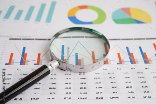 Stethoscope and US dollar banknotes on chart or graph paper, Financial, account, statistics and business data medical health concept.