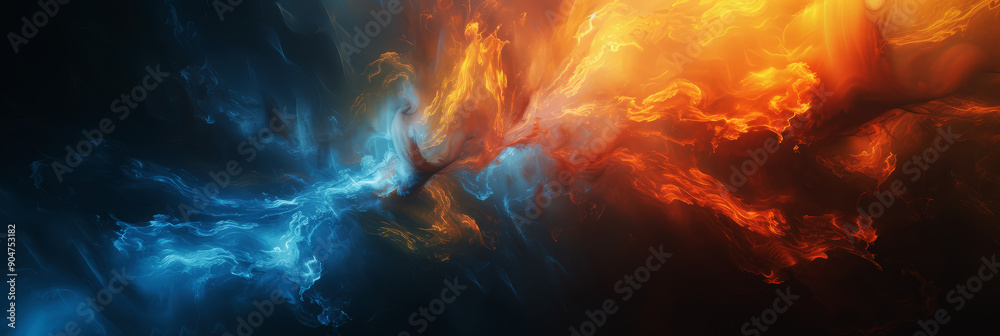 Fototapeta premium Fiery and Icy Abstract Conceptual Art Wallpaper