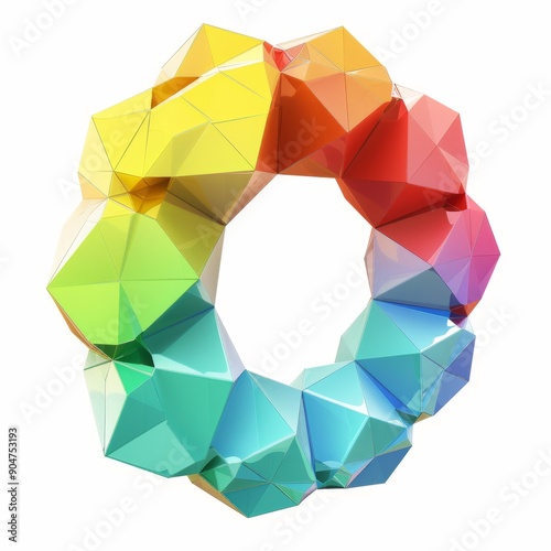3D Render, Low Poly style of Protection Circle, on isolated white background, Generative AI
