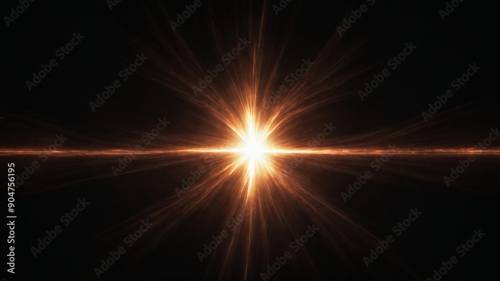 Obraz premium Optical flares on black background, sun shines, high resolution