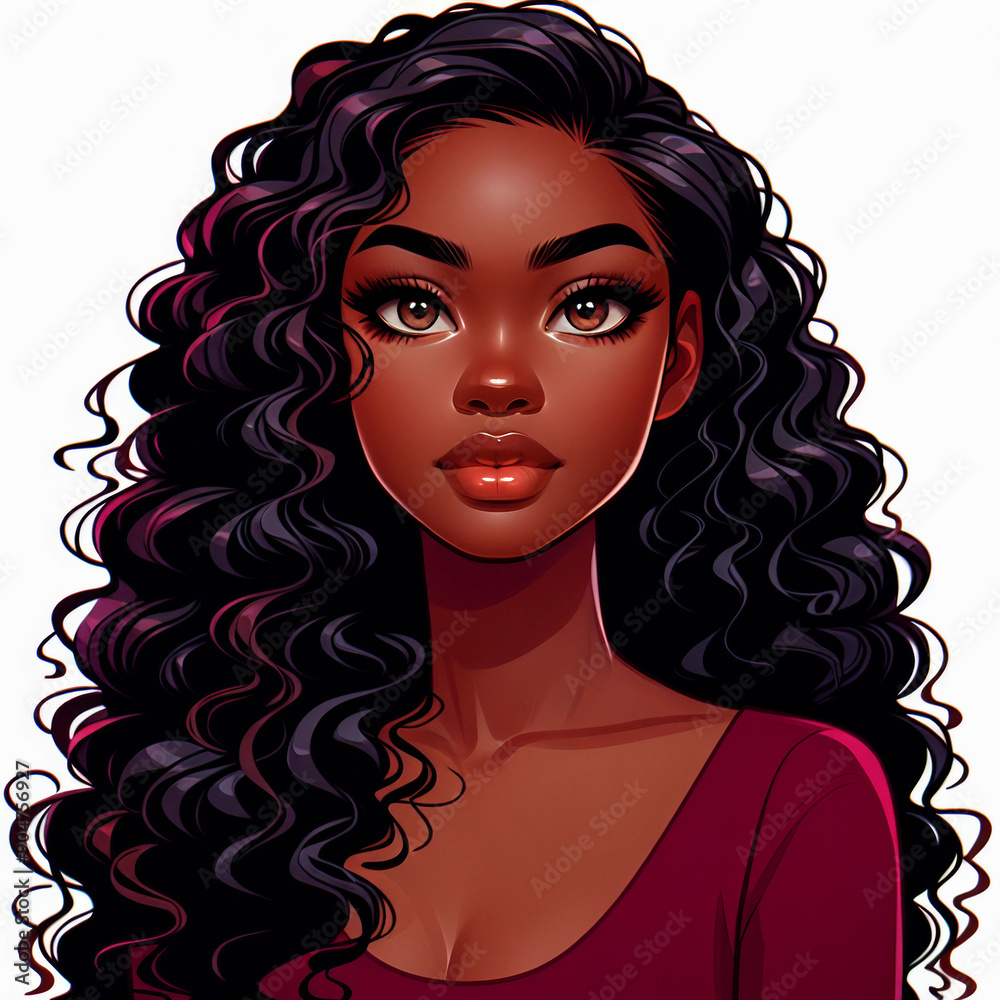 Fototapeta premium Realistic Cartoon Style African American Woman Vector