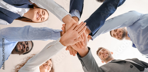 Group of business people pu...