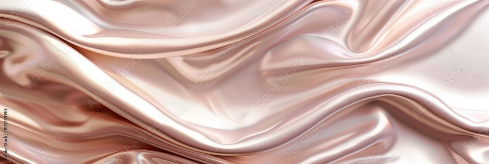 Soft satin fabric waves of pastel beige color background. Texture with smooth flowing patterns and light shiny effect Soft satin fabric waves of pastel beige color background. Texture with smooth flowing patterns and light shiny effect