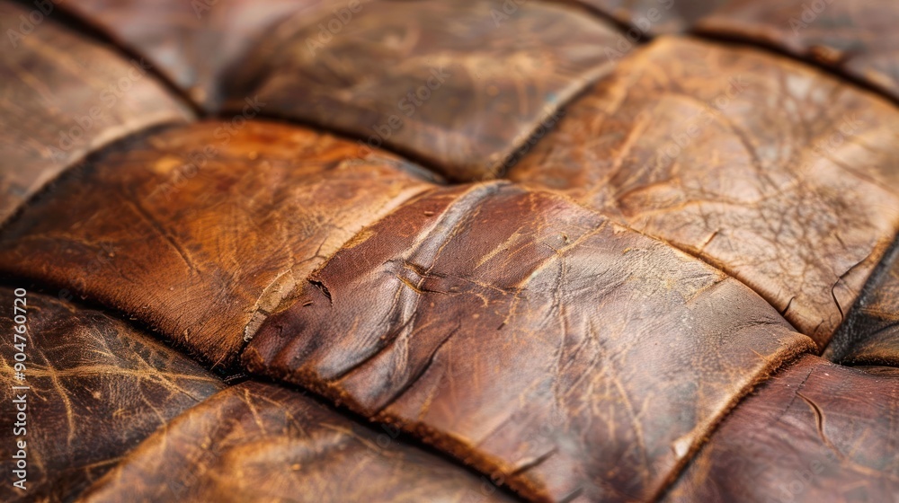 The leather is old and worn, with a rough texture The leather is old and worn, with a rough texture