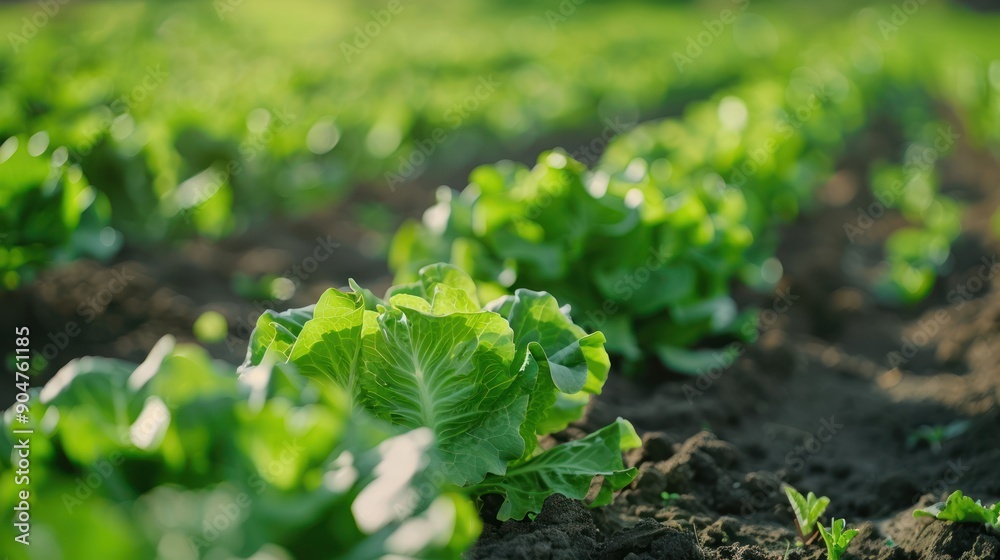 Green Lettuce Growing in a Garden Green Lettuce Growing in a Garden