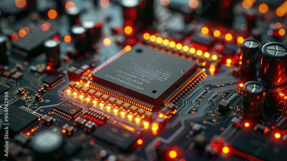 Advanced GPU RAM Microchip/CPU for AI Technology - Closeup on Powerful Computer Board as Wide Banner Design with Copy Space Advanced GPU RAM Microchip/CPU for AI Technology - Closeup on Powerful Computer Board as Wide Banner Design with Copy Space