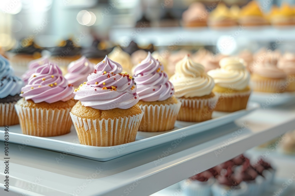 Plate of cupcakes on table Plate of cupcakes on table