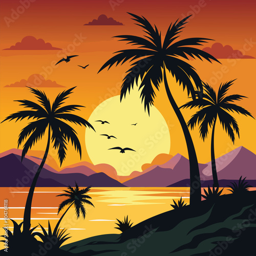 a beautiful silhouette of palm