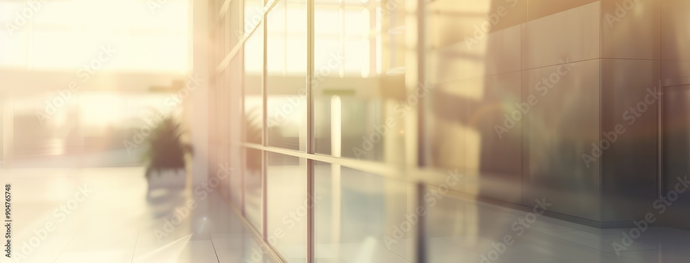 Sunflare in Modern Office Building Hall Sunflare in Modern Office Building Hall