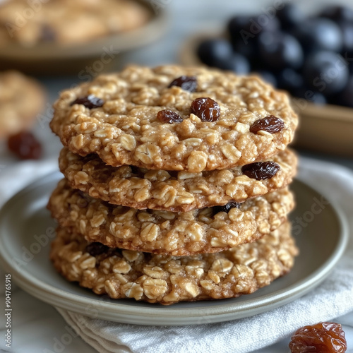 Chewy Oatmeal Raisin Cookies From Whole Grains: A Close-Up on Nutritious Treats