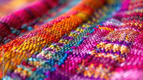 Vibrant Multicolored Yarn Textile Art