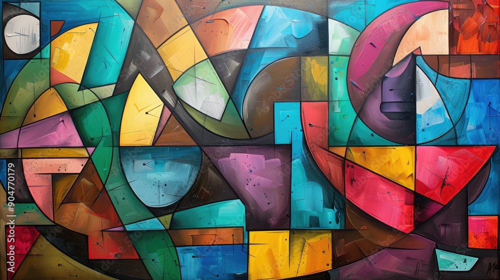 Fototapeta premium Colorful Geometric Abstract Art Painting