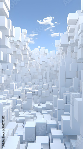Technology white square cityscape abstract graphic poster background