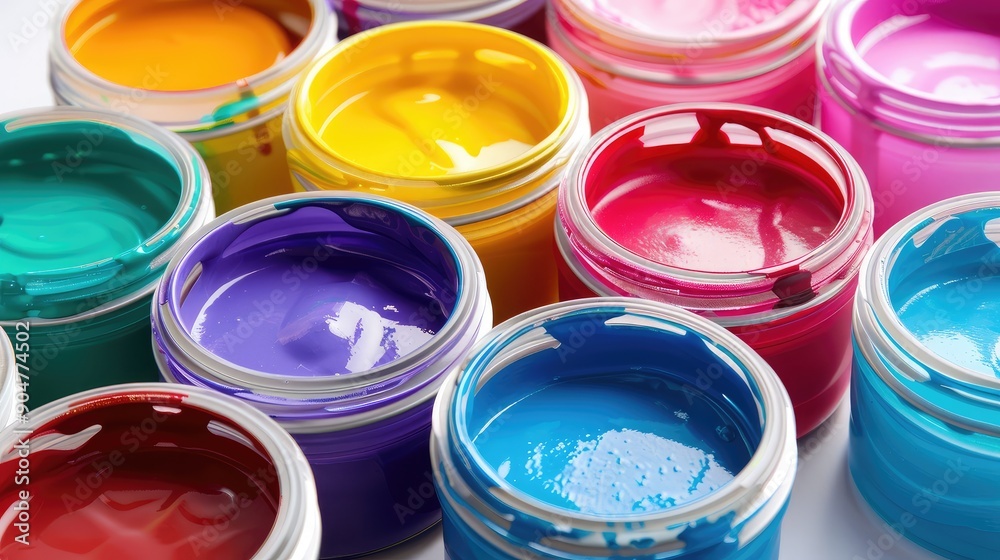 Vibrant Paint Jars in Bright Colors Vibrant Paint Jars in Bright Colors