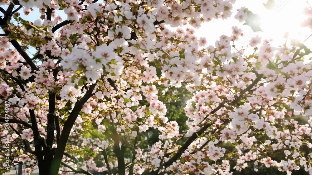 Blossom Radiance: Cherry Flowers in the Sunlight Blossom Radiance: Cherry Flowers in the Sunlight