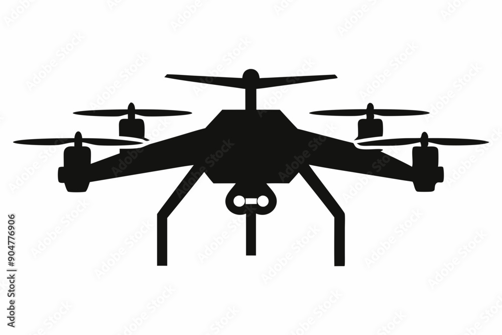 Drone silhouette vector, drone camera icon silhouette vector illustration Drone silhouette vector, drone camera icon silhouette vector illustration